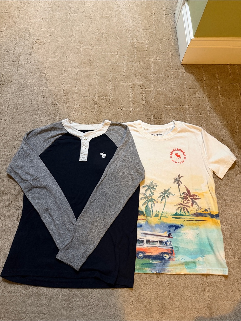 Abercrombie Kids Boys Navy & Gray Henley Long Sleeve Shirt & short sleeve